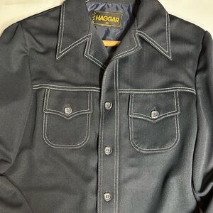 Men's navy blue Hagger Casual Button Down Shirt vintage like new